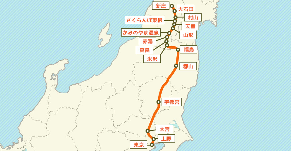 山形新幹線の運行区間